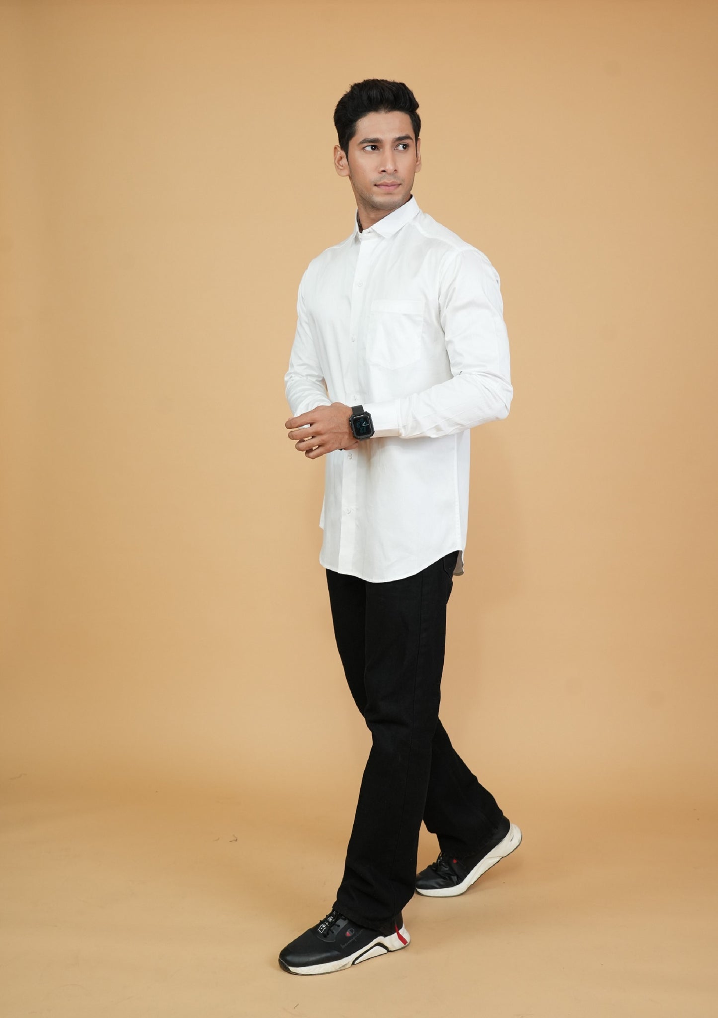 White Solid Plain Satin Shirts